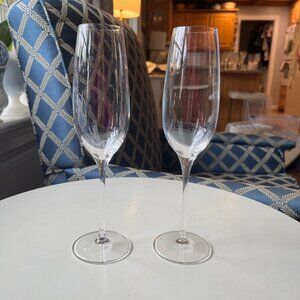 2 of 4 Tiffany & Co Set of 2 Crystal Champagne Flutes Glasses 9.5"